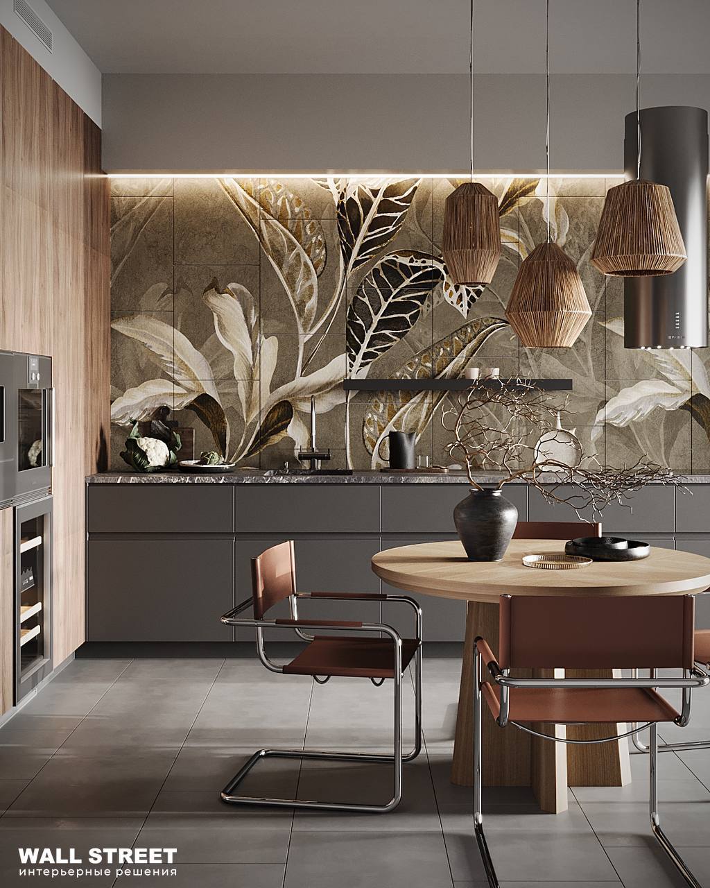 Плитка Wall Street из коллекции SELVA на кухонном фартуке