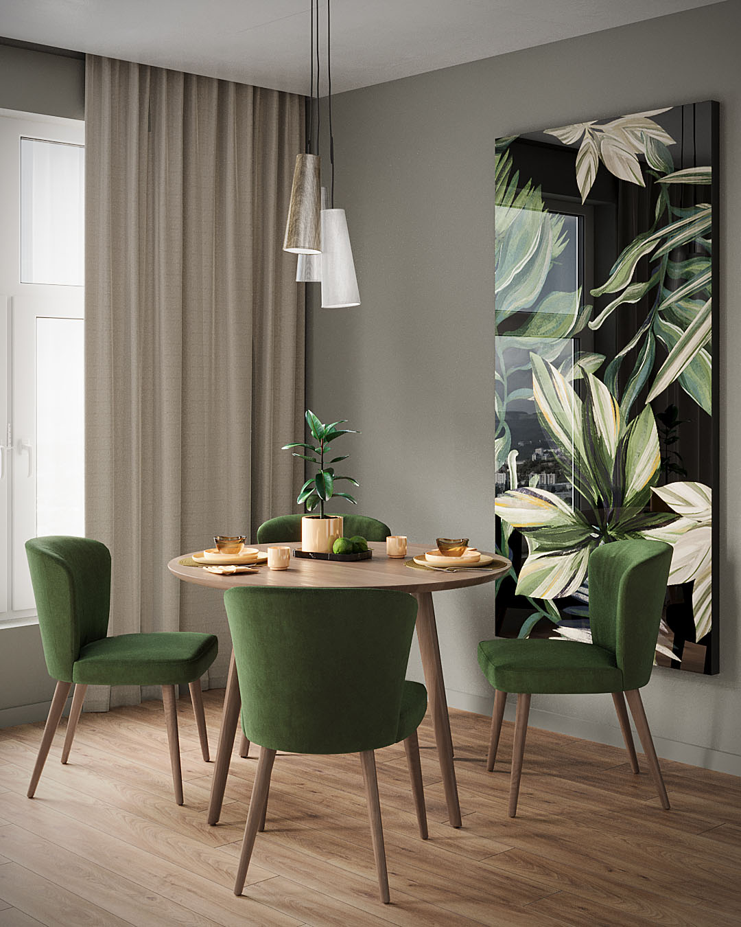 НеоВитраж SUMMER в интерьере кухни-гостиной