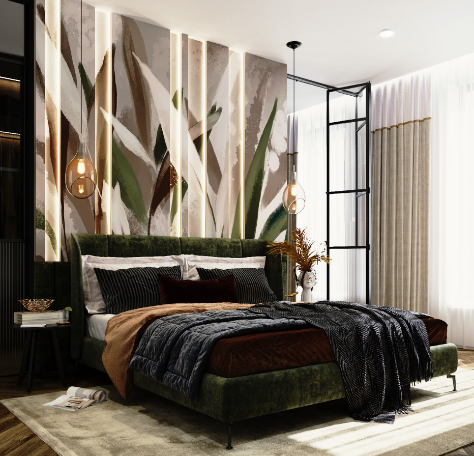 Обои Alive22 в интерьере спальни